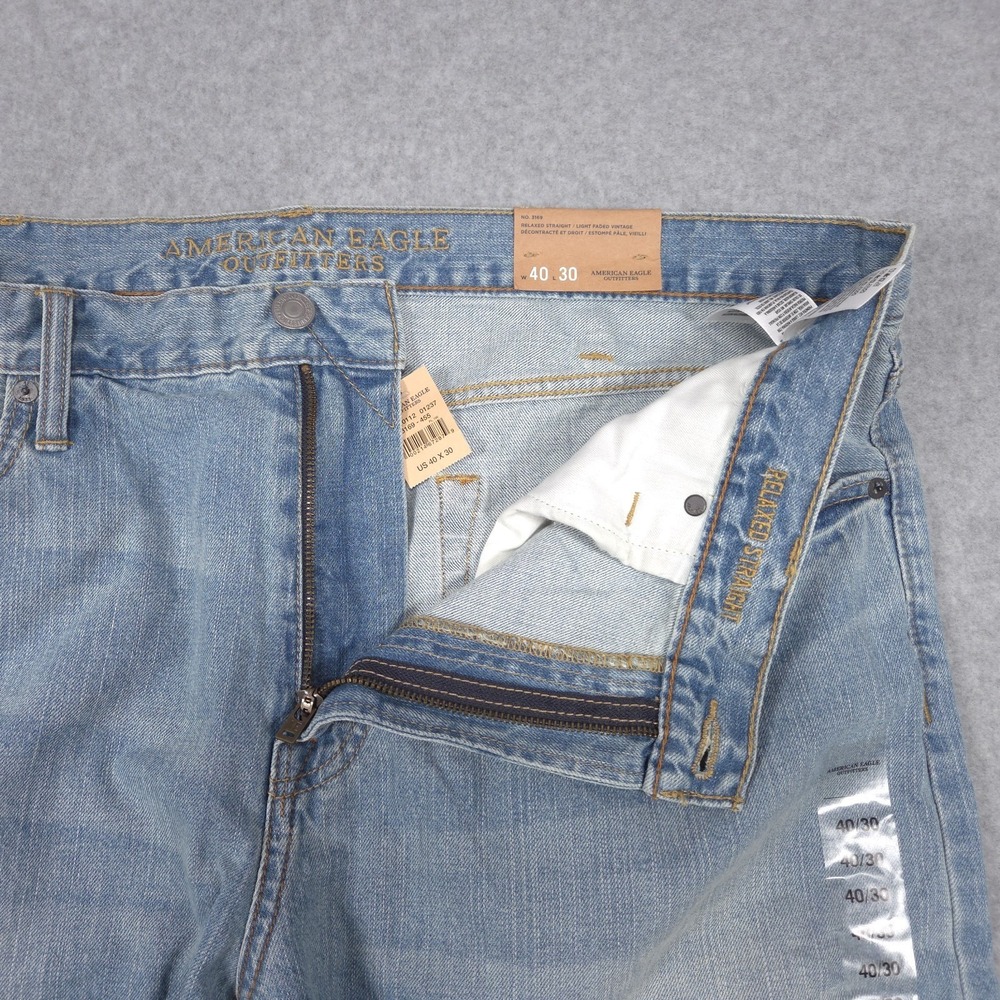 American Eagle Mens Size 40x30 Light Blue Relaxed Straight Denim Jeans Unworn - Picture 6 of 16